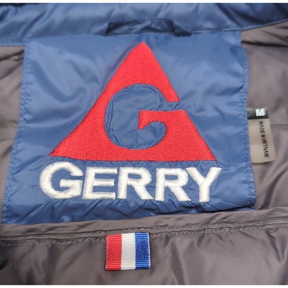 Gerry Down 650 Fill Power Puffer Jacket Men's Size M Blue Gray Full Zip Packable - Picture 8 of 15